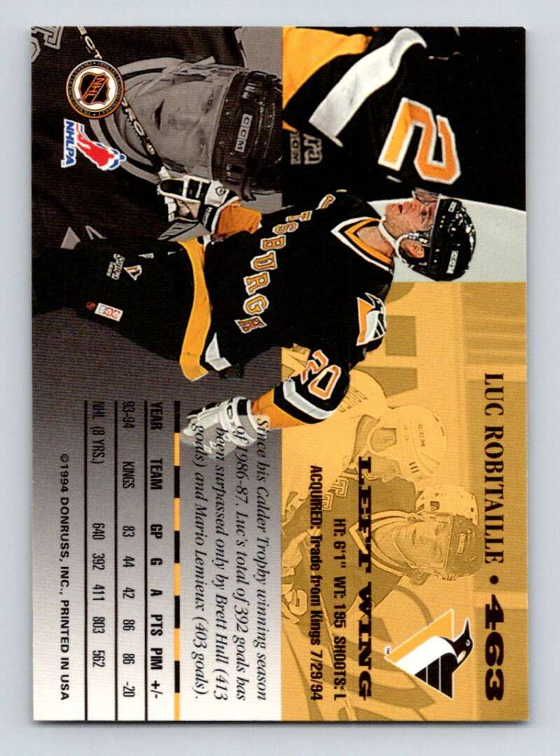 1994-95 Leaf #463 Luc Robitaille Pittsburgh Penguins Image 2