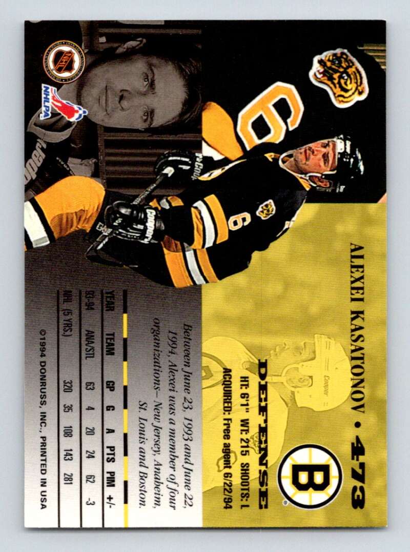 1994-95 Leaf #473 Alexei Kasatonov Boston Bruins Image 2