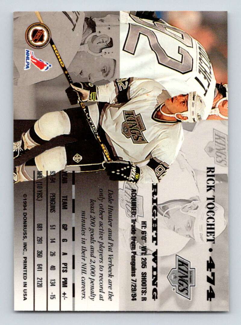 1994-95 Leaf #474 Rick Tocchet Los Angeles Kings Image 2