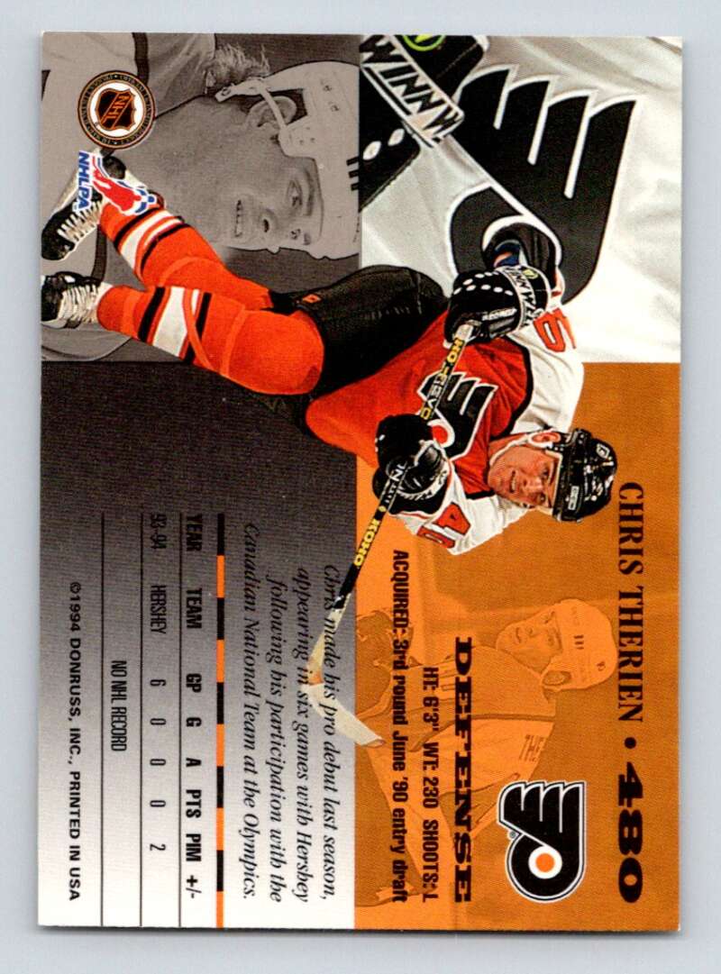 1994-95 Leaf #480 Chris Therien Philadelphia Flyers Image 2