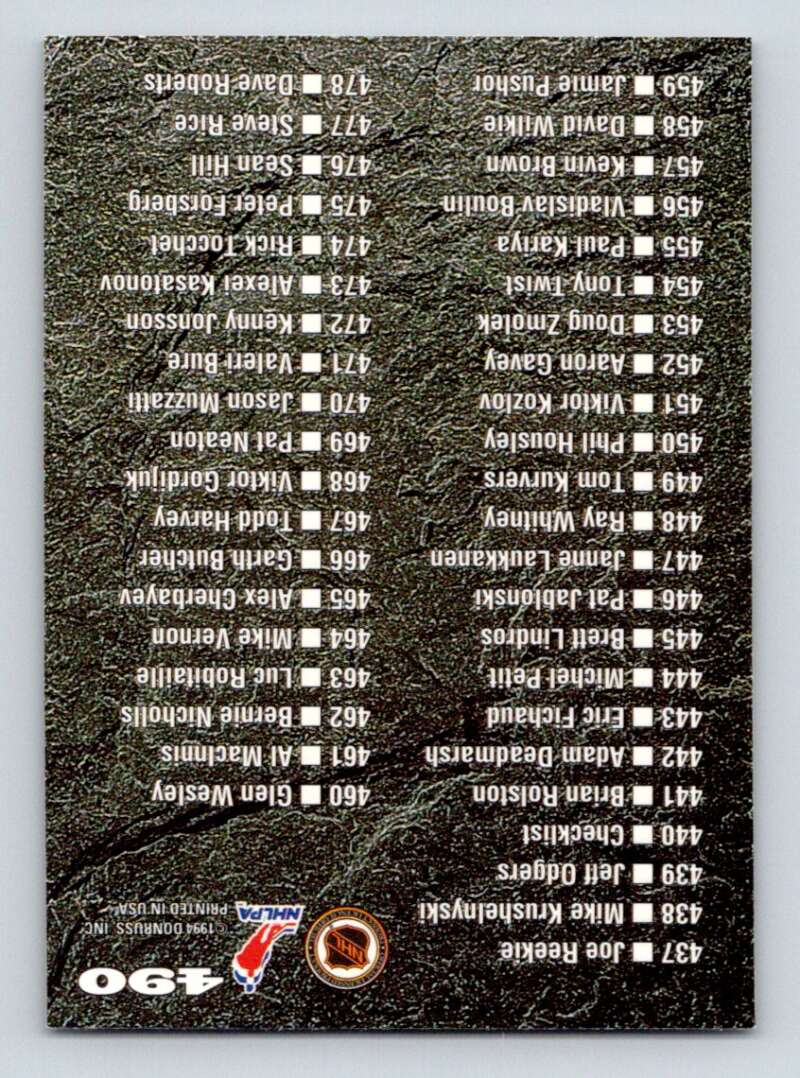 1994-95 Leaf #490 Checklist Image 2