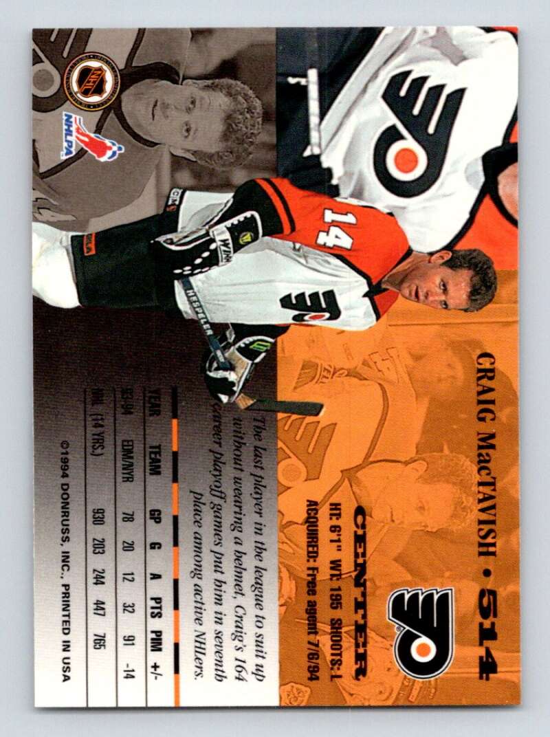 1994-95 Leaf #514 Craig MacTavish Philadelphia Flyers Image 2
