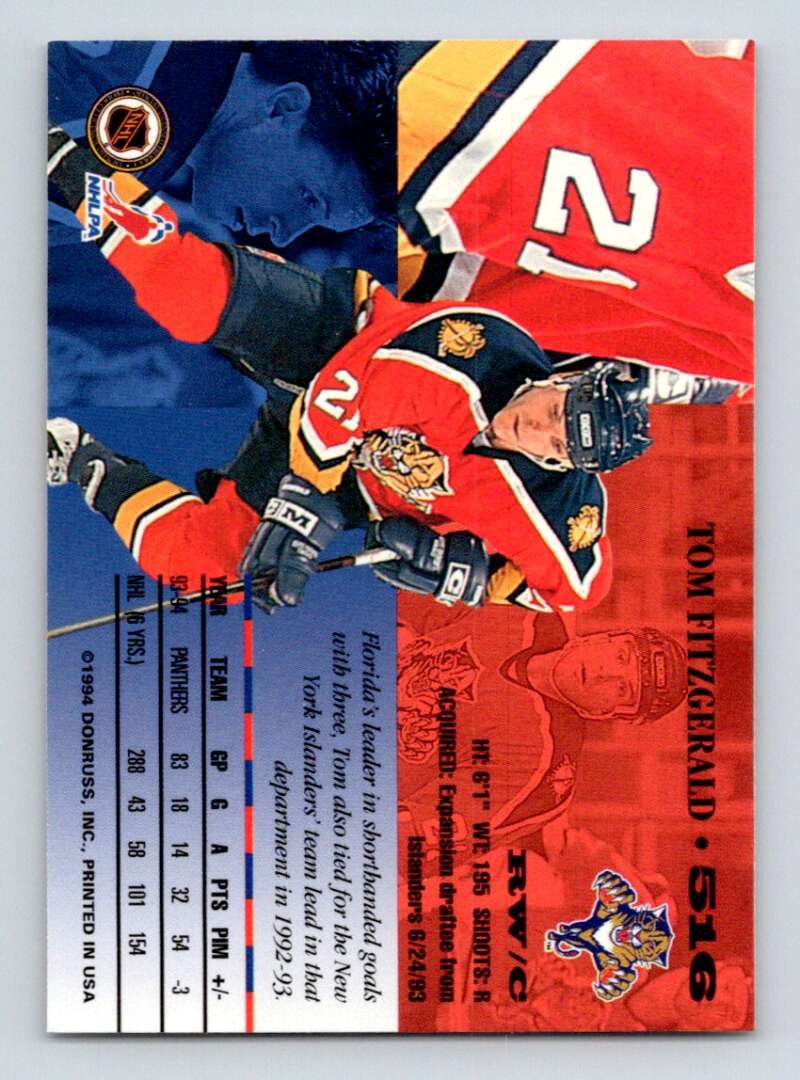 1994-95 Leaf #516 Tom Fitzgerald Florida Panthers Image 2