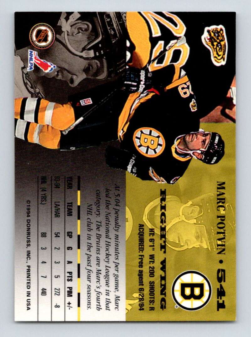 1994-95 Leaf #541 Marc Potvin Boston Bruins Image 2