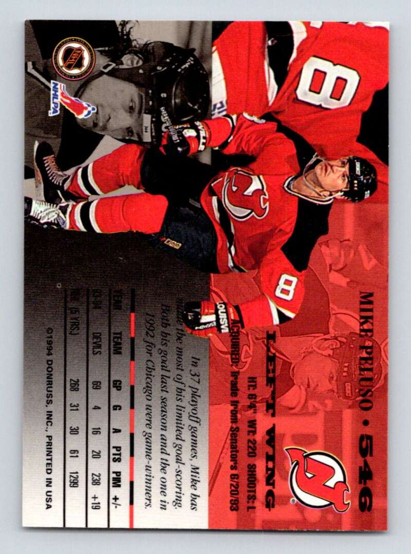 1994-95 Leaf #546 Mike Peluso New Jersey Devils Image 2