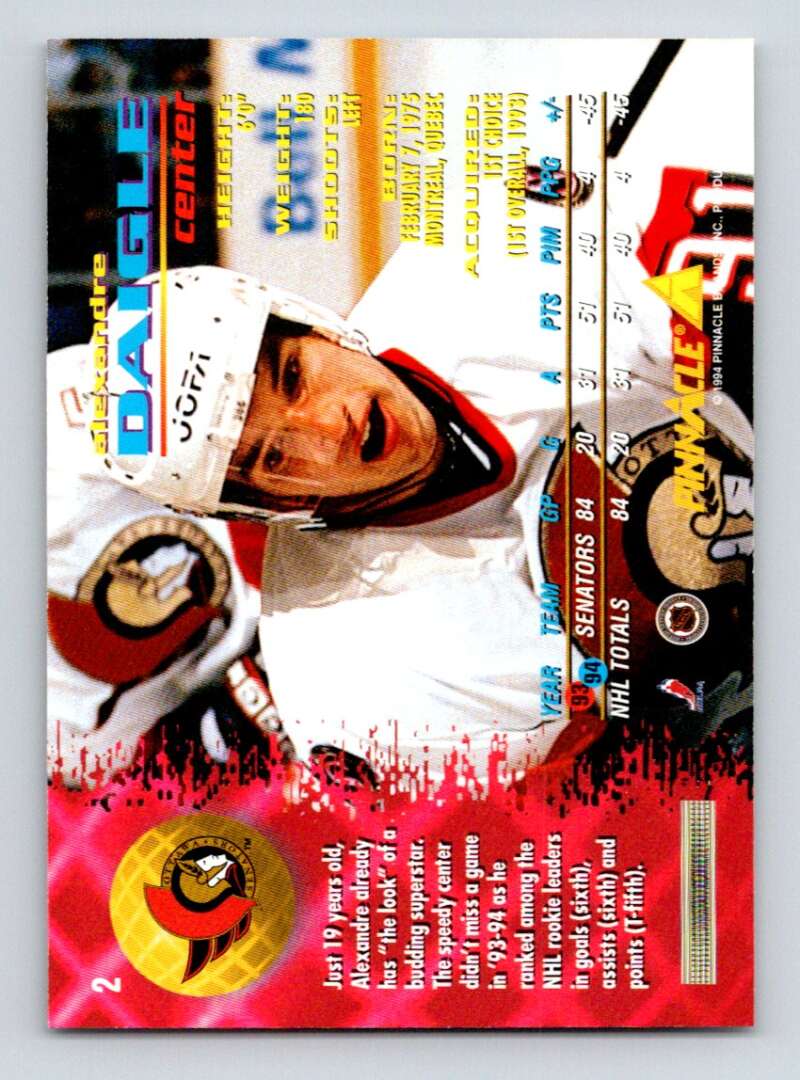 1994-95 Pinnacle #2 Alexandre Daigle Ottawa Senators Image 2