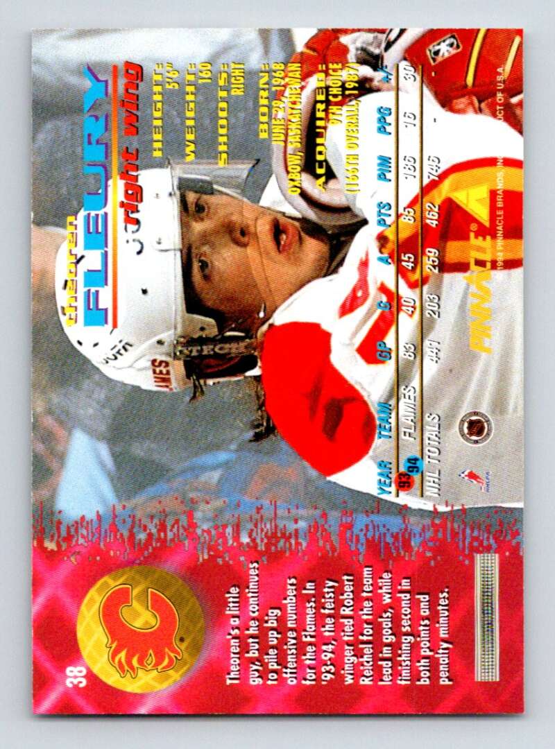 1994-95 Pinnacle #38 Theo Fleury Calgary Flames Image 2
