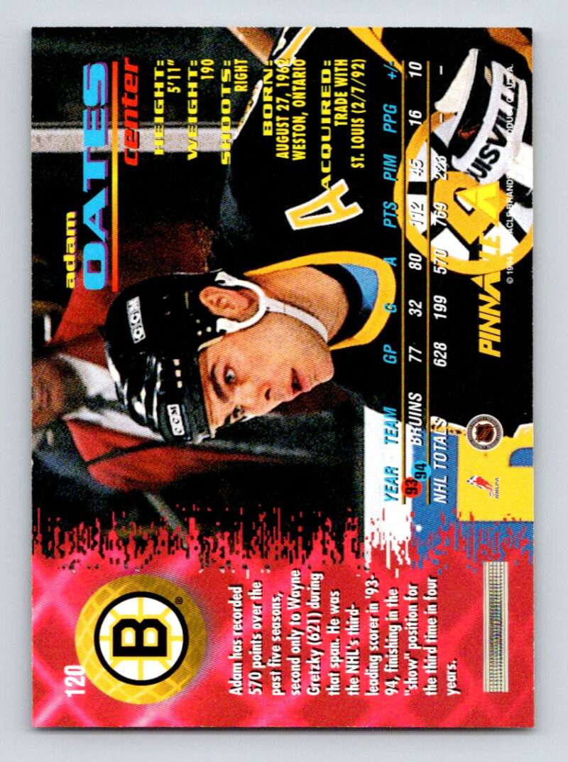 1994-95 Pinnacle #120 Adam Oates Boston Bruins Image 2