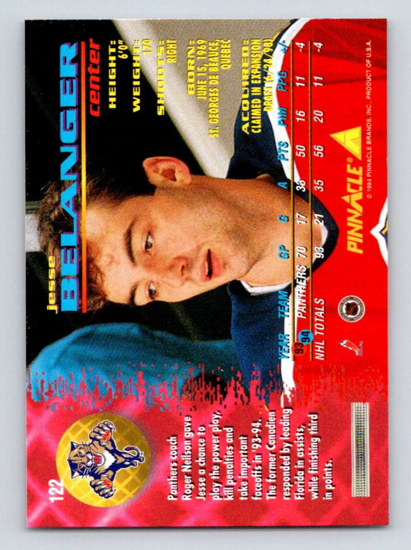 1994-95 Pinnacle #122 Jesse Belanger Florida Panthers Image 2