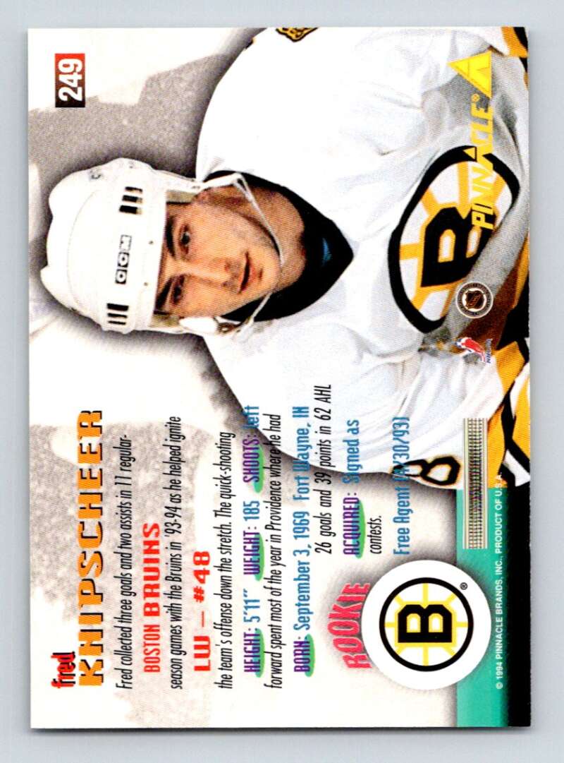 1994-95 Pinnacle #249 Fred Knipscheer Boston Bruins Image 2