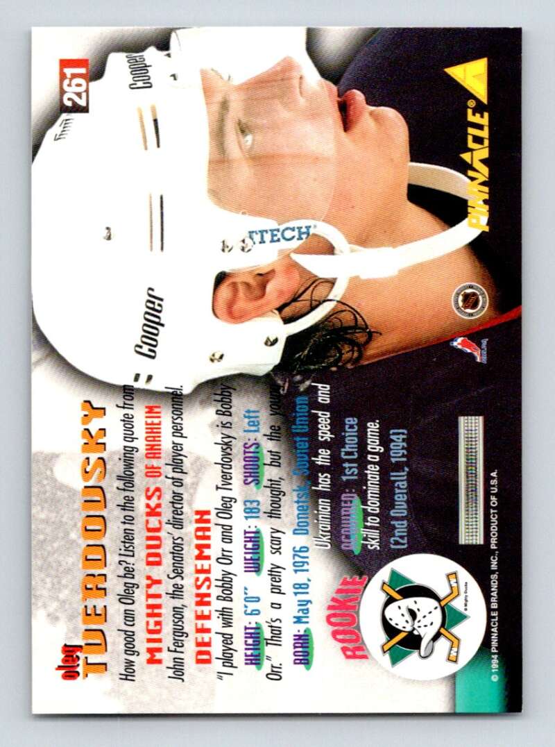 1994-95 Pinnacle #261 Oleg Tverdovsky Anaheim Ducks Image 2