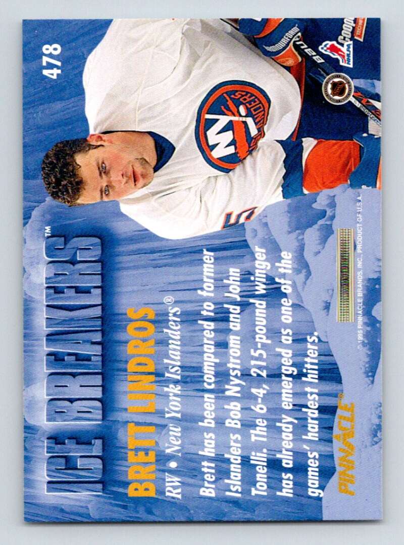 1994-95 Pinnacle #478 Brett Lindros IB New York Islanders Image 2