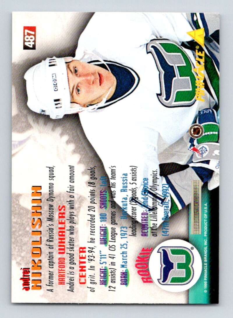 1994-95 Pinnacle #487 Andrei Nikolishhin Hartford Whalers Image 2
