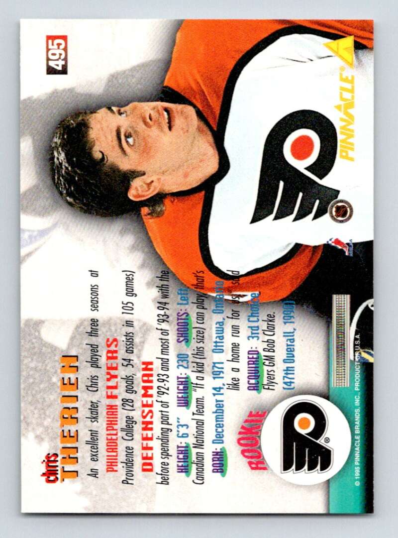1994-95 Pinnacle #495 Chris Therien Philadelphia Flyers Image 2