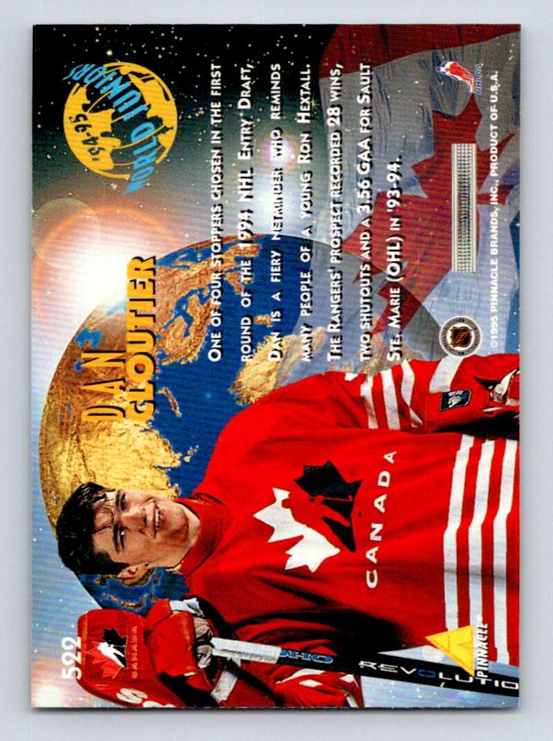 1994-95 Pinnacle #522 Dan Cloutier RC Rookie Image 2