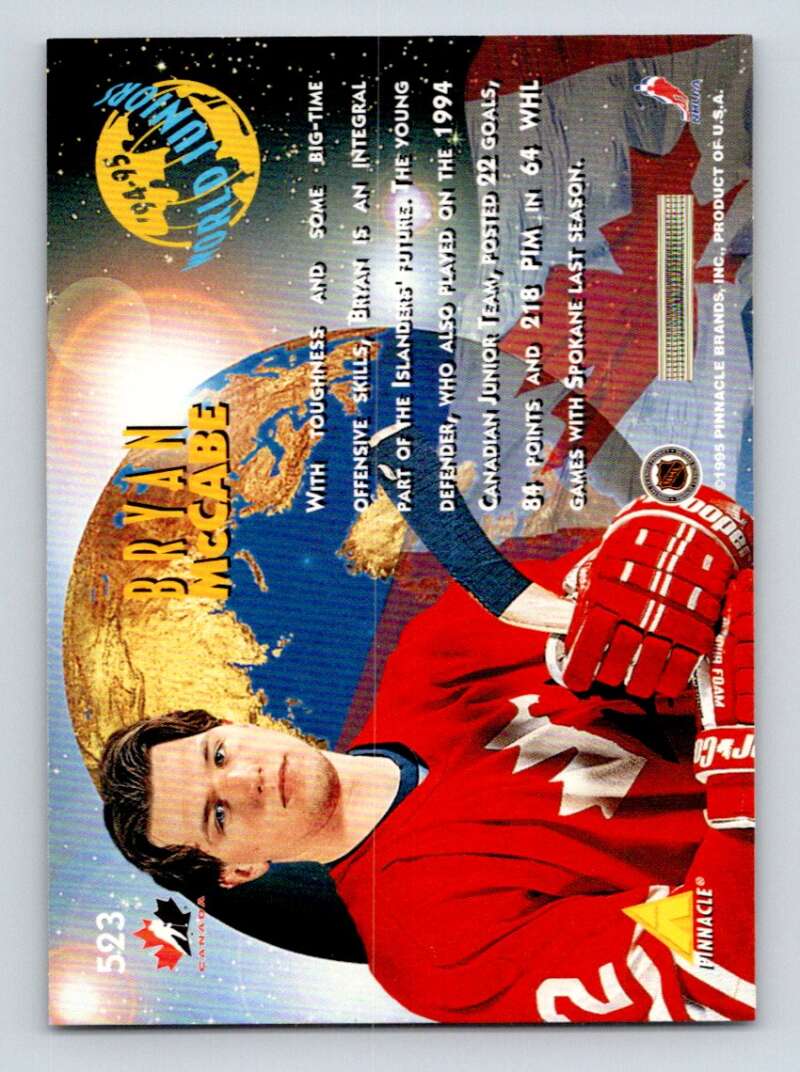 1994-95 Pinnacle #523 Bryan McCabe Image 2