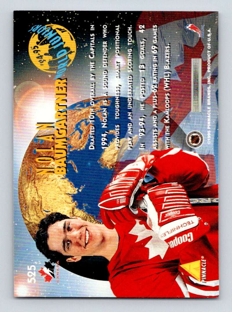 1994-95 Pinnacle #525 Nolan Baumgartner RC Rookie Image 2