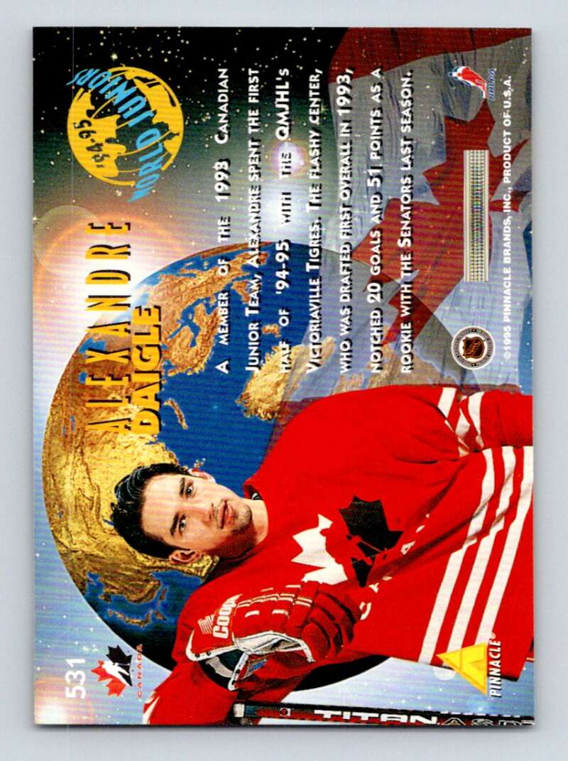 1994-95 Pinnacle #531 Alexandre Daigle Ottawa Senators Image 2