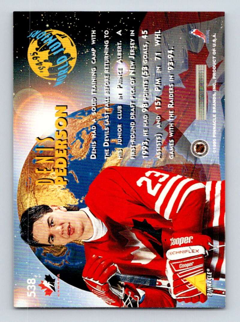 1994-95 Pinnacle #538 Denis Pederson RC Rookie Image 2