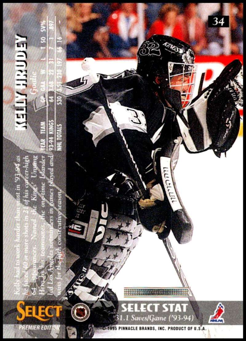 1994-95 Select Hockey #34 Kelly Hrudey Los Angeles Kings V89889 Image 2