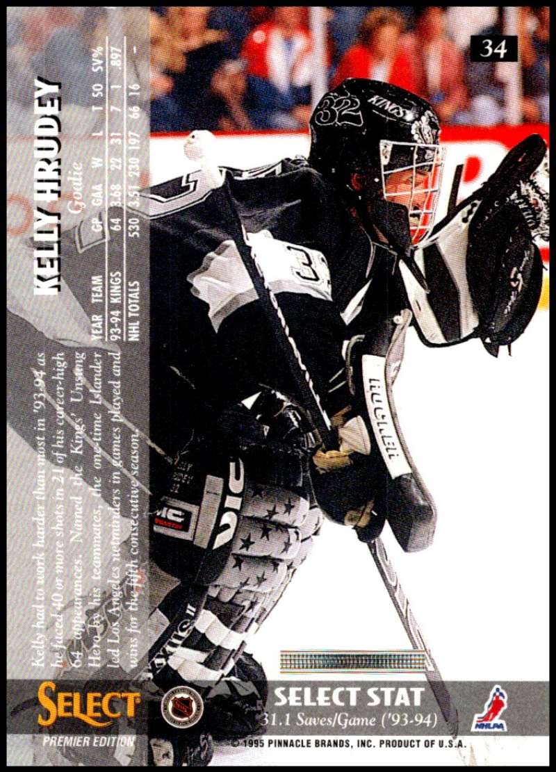 1994-95 Select Hockey #34 Kelly Hrudey  Los Angeles Kings  V89889 Image 2