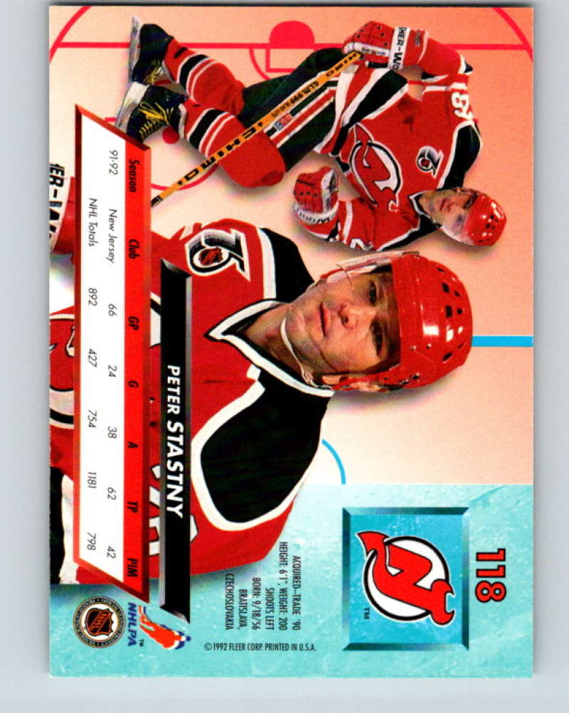 1992-93 Fleer Ultra #118 Peter Stastny New Jersey Devils Image 2