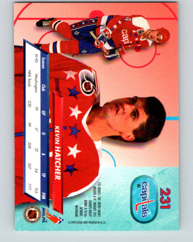1992-93 Fleer Ultra #231 Kevin Hatcher Washington Capitals Image 2