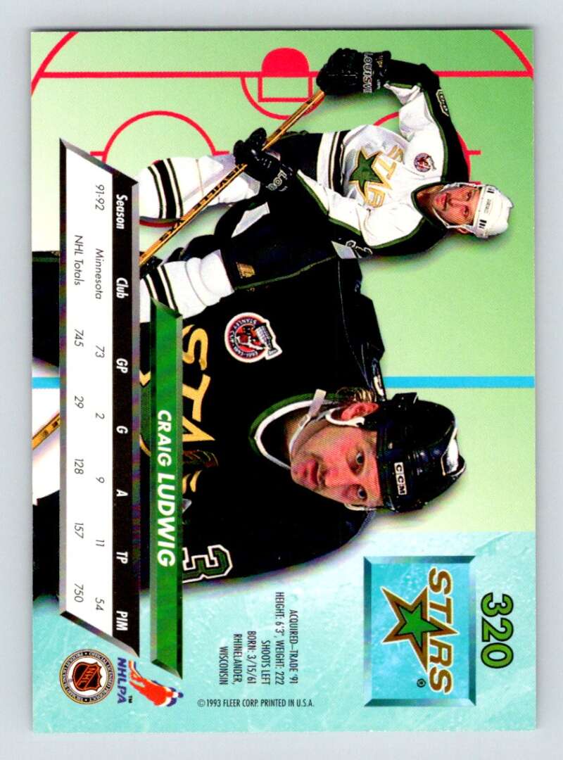 1992-93 Fleer Ultra #320 Craig Ludwig Minnesota North Stars Image 2