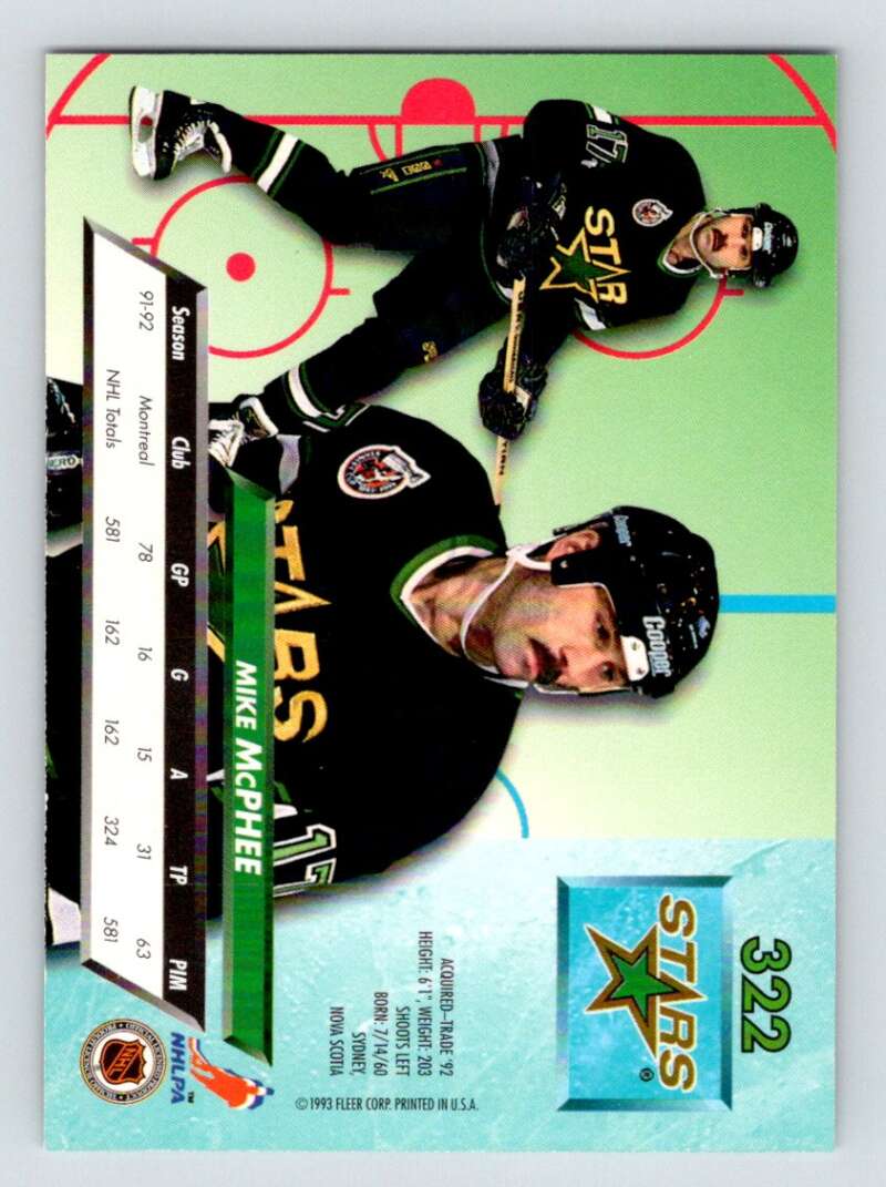 1992-93 Fleer Ultra #322 Mike McPhee Image 2