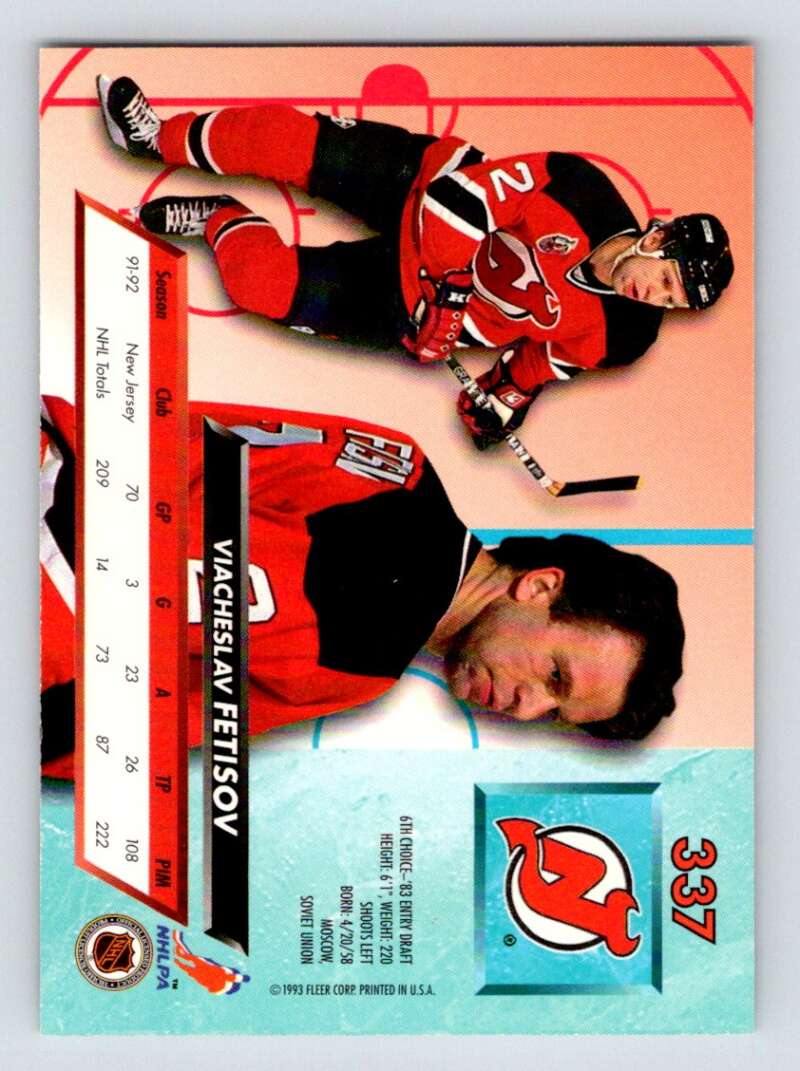 1992-93 Fleer Ultra #337 Slava Fetisov New Jersey Devils Image 2