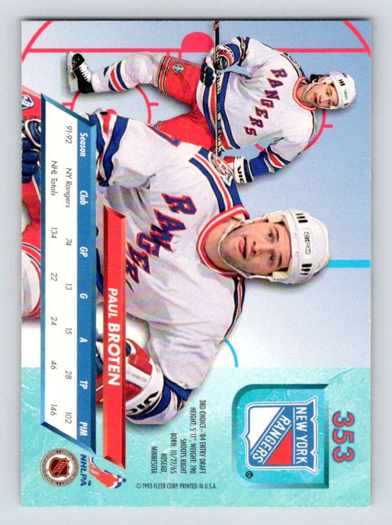 1992-93 Fleer Ultra #353 Paul Broten Image 2
