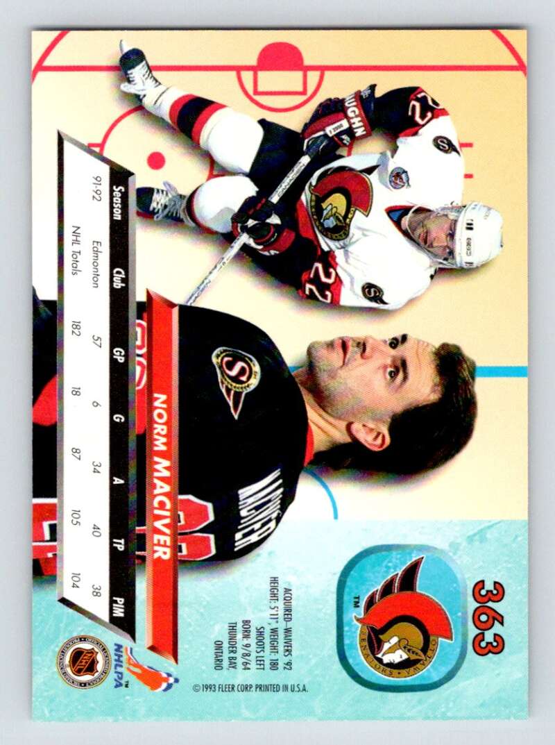 1992-93 Fleer Ultra #363 Norm Maciver Image 2