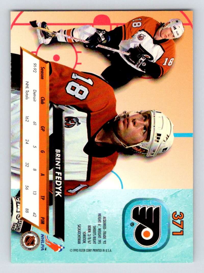 1992-93 Fleer Ultra #371 Brent Fedyk Image 2