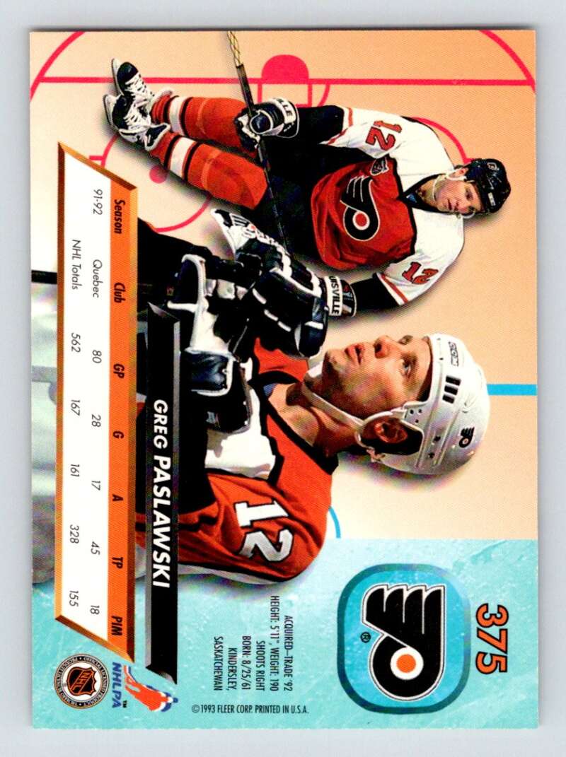 1992-93 Fleer Ultra #375 Greg Paslawski Image 2