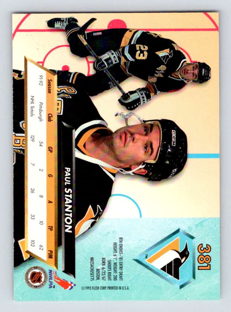 1992-93 Fleer Ultra #381 Paul Stanton Pittsburgh Penguins Image 2