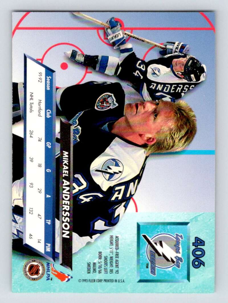 1992-93 Fleer Ultra #406 Mikael Andersson Image 2