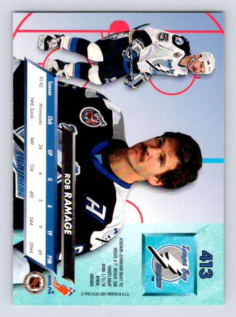 1992-93 Fleer Ultra #413 Rob Ramage Image 2
