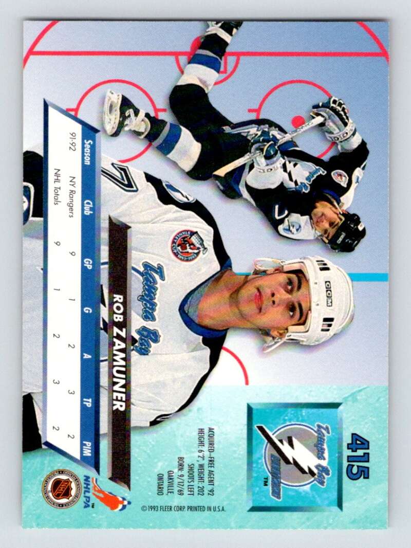 1992-93 Fleer Ultra #415 Rob Zamuner RC Rookie Image 2