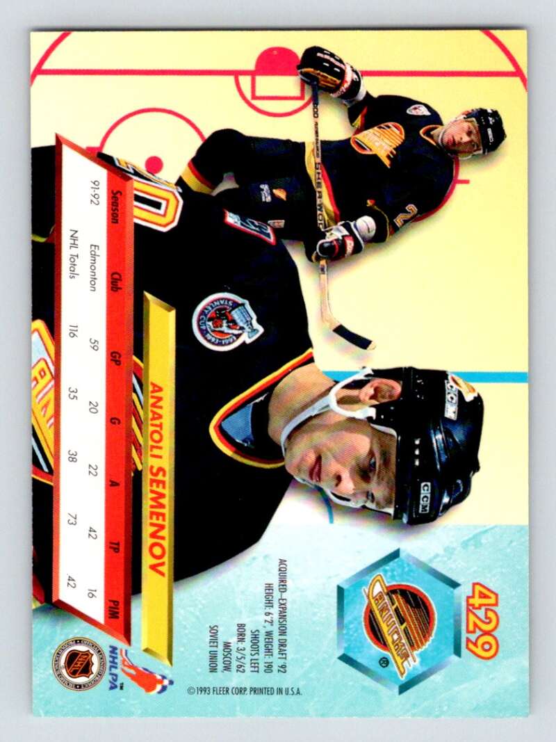 1992-93 Fleer Ultra #429 Anatoli Semenov Image 2