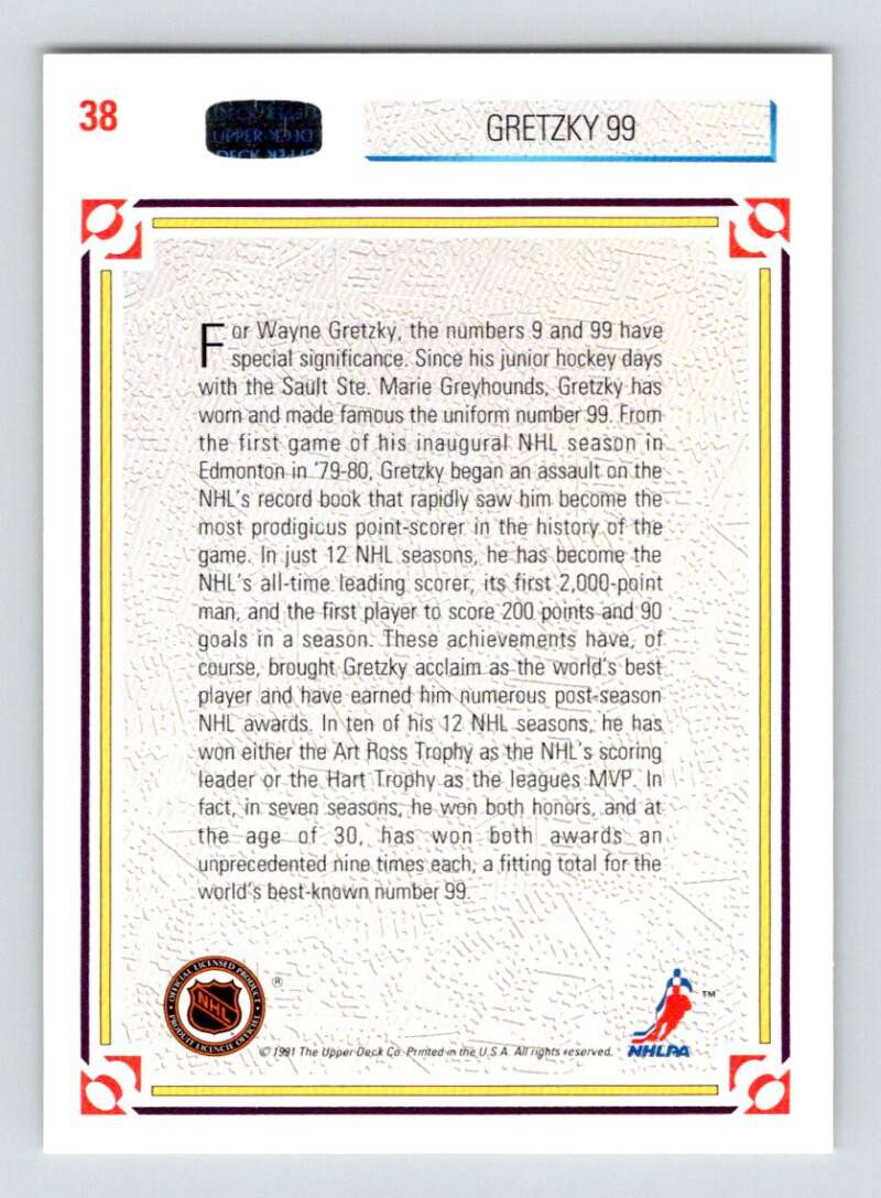 1991-92 Upper Deck #38 Wayne Gretzky Los Angeles Kings Image 2