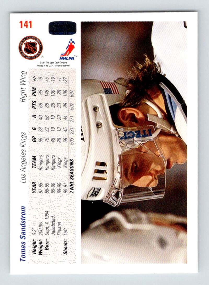 1991-92 Upper Deck #141 Tomas Sandstrom Los Angeles Kings Image 2