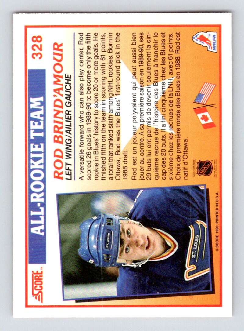 1990-91 Score Canadian Hockey #328 Rod Brind'Amour ART St. Louis Blues Image 2