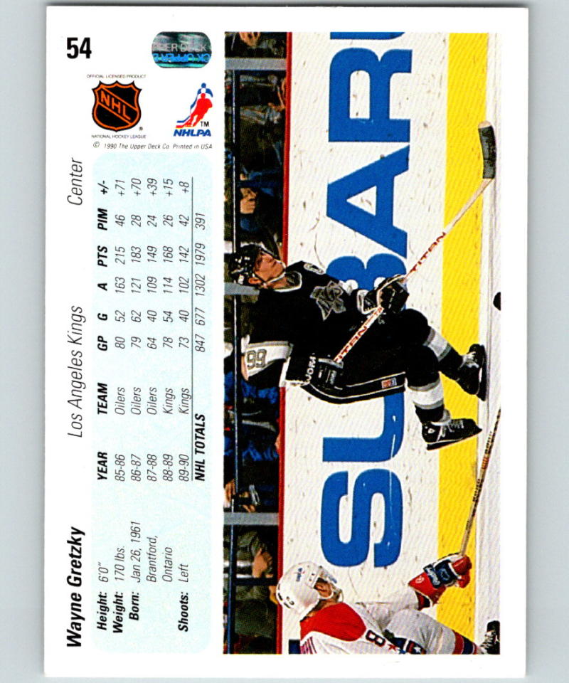 1990-91 Upper Deck Hockey #54 Wayne Gretzky Los Angeles Kings Image 2