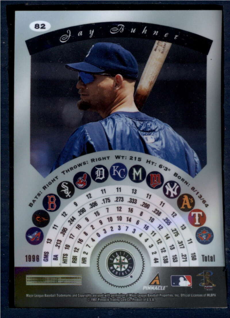 1997 Pinnacle Certified Baseball #82 Jay Buhner Seattle Mariners V86548 Image 2
