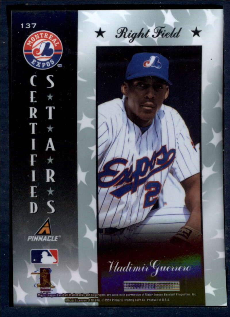 1997 Pinnacle Certified Baseball #137 Vladimir Guerrero Montreal Expos V86603 Image 2
