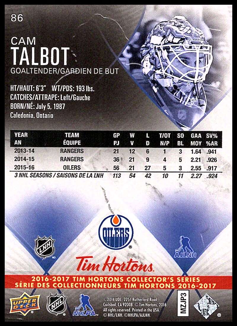 2016-17 Upper Deck Tim Hortons #86 Cam Talbot Edmonton Oilers Image 2