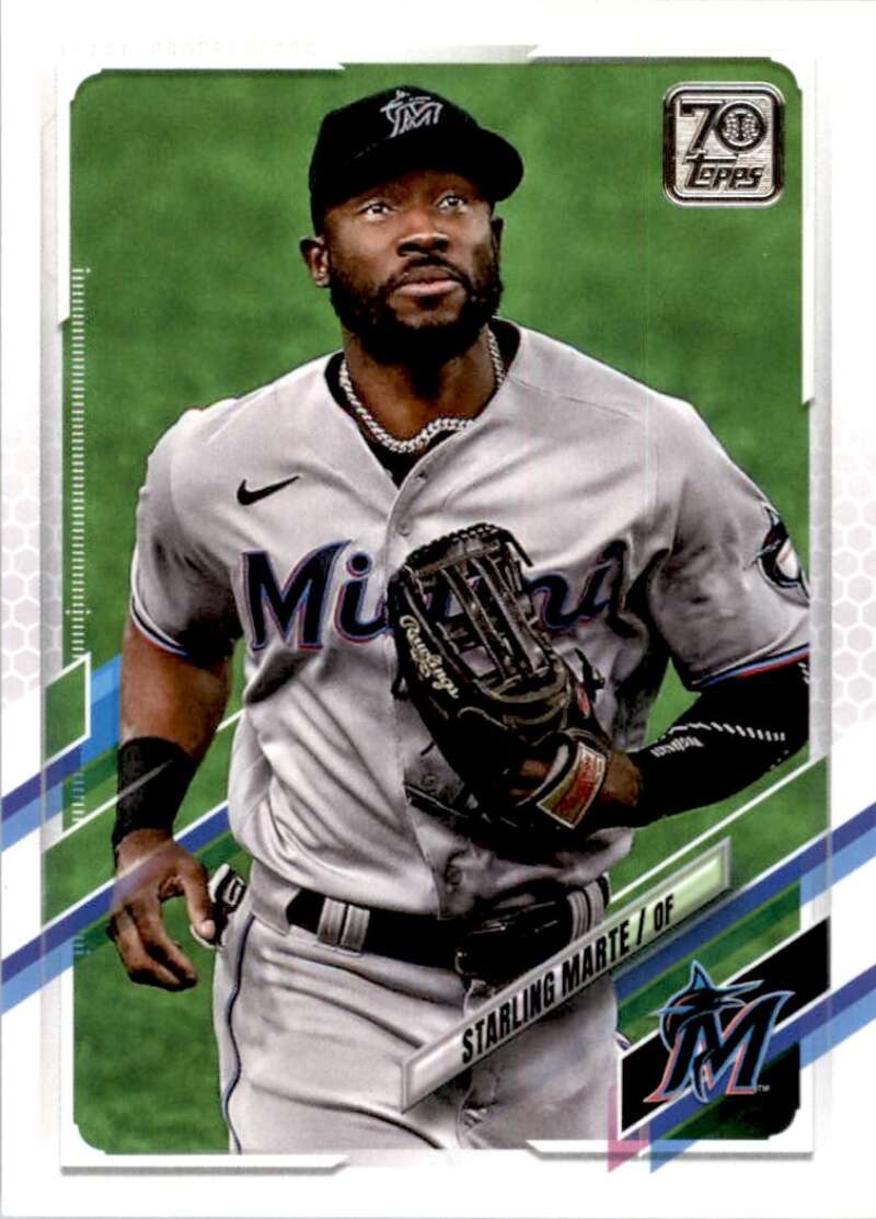2021 Topps Baseball #49 Starling Marte Miami Marlins Image 1
