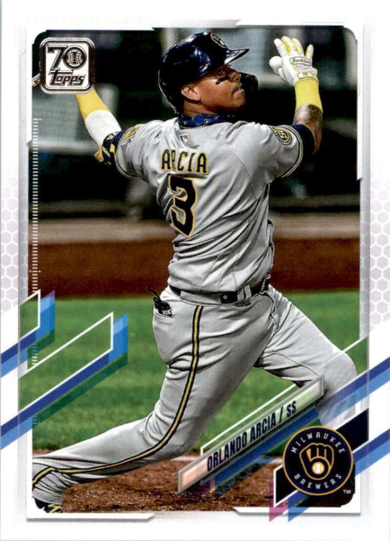 2021 Topps Baseball #91 Orlando Arcia Milwaukee Brewers Image 1