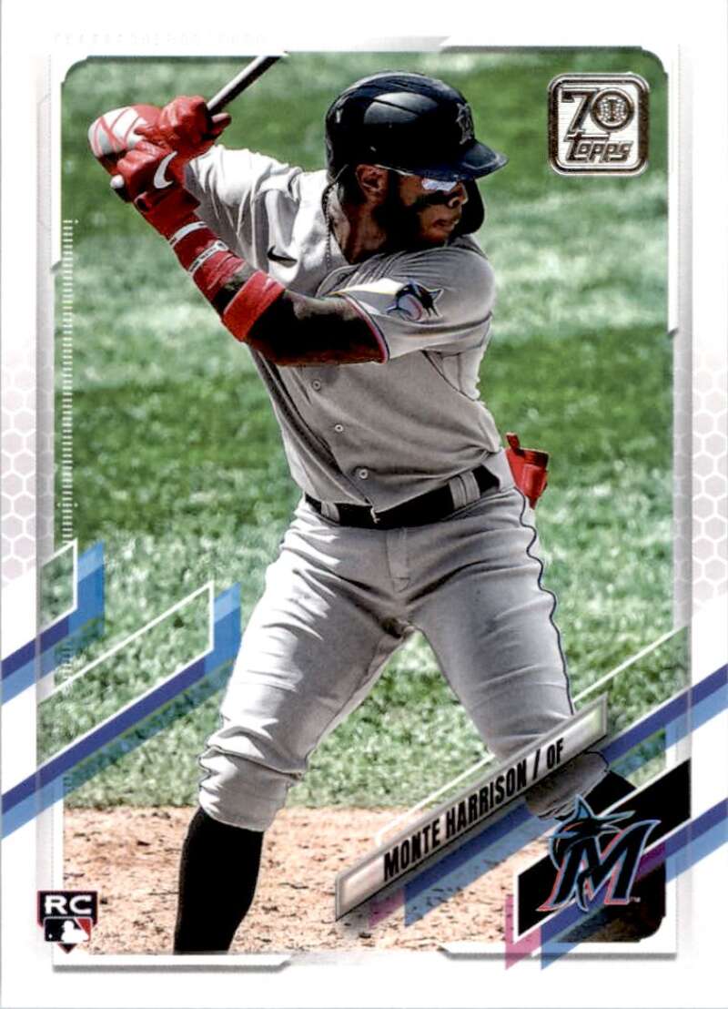 2021 Topps Baseball #126 Monte Harrison RC Rookie Miami Marlins Image 1