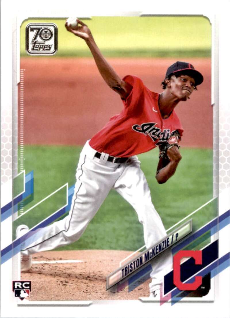 2021 Topps Baseball #319 Triston McKenzie RC Rookie Cleveland Indians Image 1
